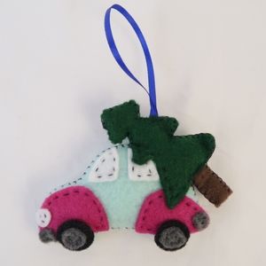 Volkswagen beetle felt Christmas tree ornament